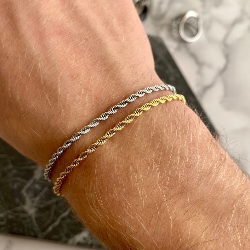 925 Silver Rope Chain Bracelet Both 925 Silver Rope Chain Bracelet Both zamzaria 