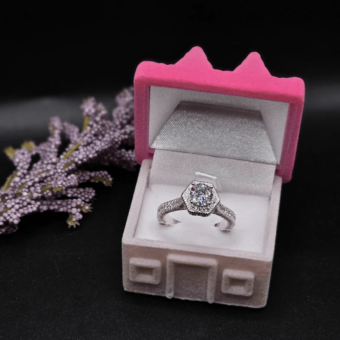 925 Italian Silver Moissanite Diamond Ring