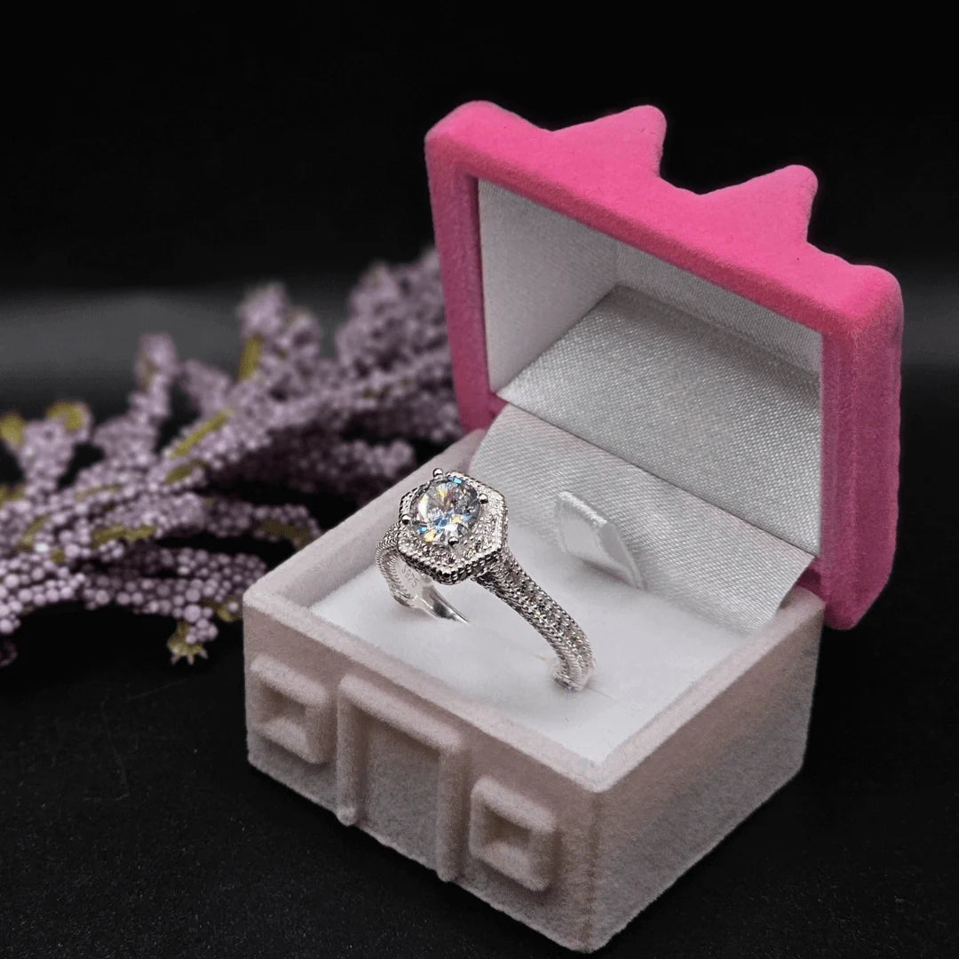 925 Italian Silver Moissanite Diamond Ring