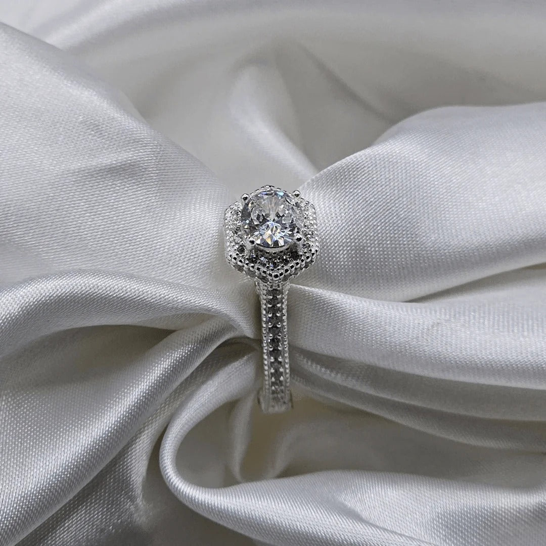 925 Italian Silver Moissanite Diamond Ring