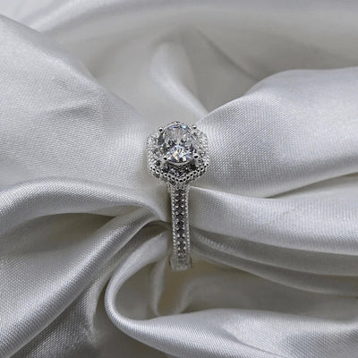 925 Italian Silver Moissanite Diamond Ring