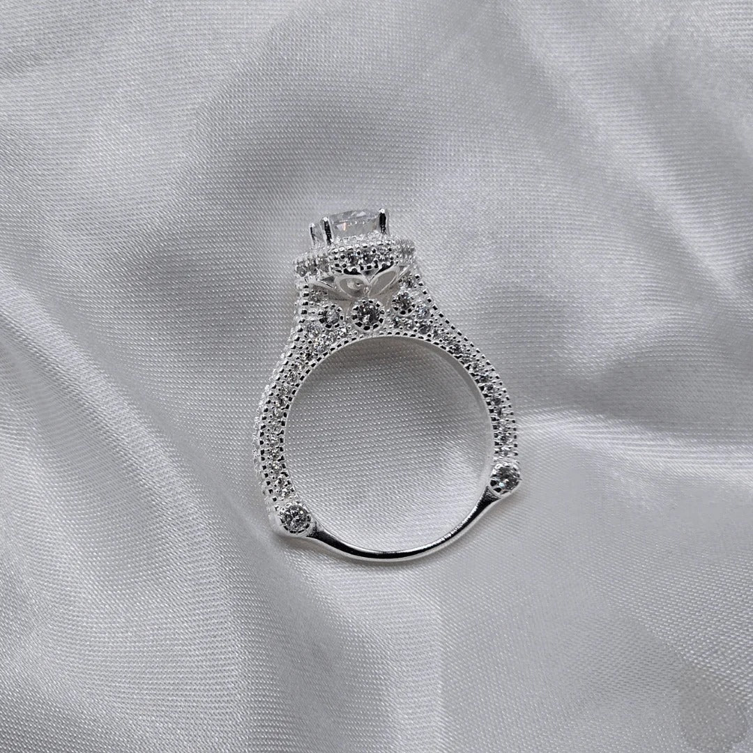 925 Italian Silver Moissanite Diamond Ring