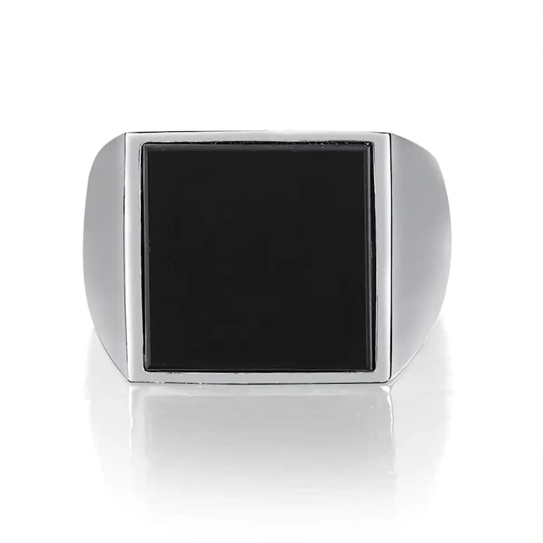 Midnight Square Silver Ring For Men's Midnight Square Silver Ring For Men's zamzaria 