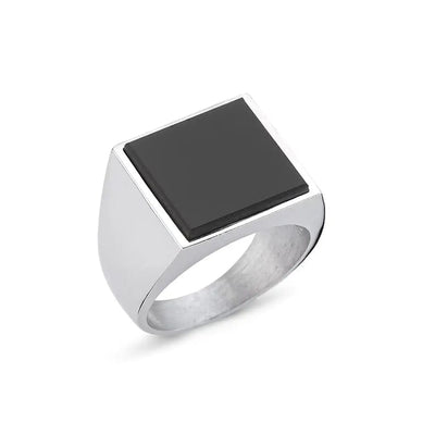 Midnight Square Silver Ring For Men's Midnight Square Silver Ring For Men's zamzaria 