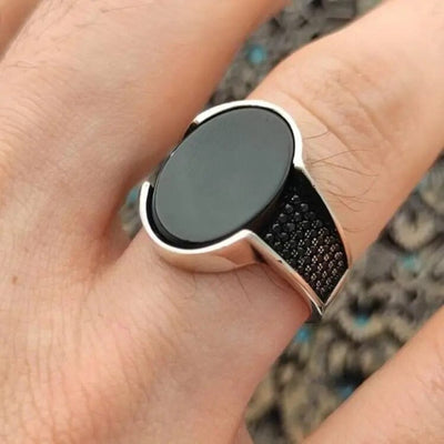 Turkish Silver Ring With Oval Stone For Men's Turkish Silver Ring With Oval Stone For Men's zamzaria 