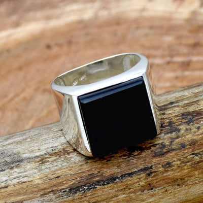 Midnight Square Silver Ring For Men's Midnight Square Silver Ring For Men's zamzaria 