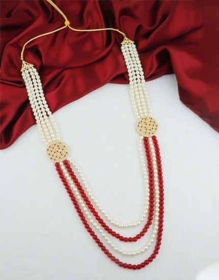 Wedding white & red moti mala necklace Wedding white & red moti mala necklace zamzaria 