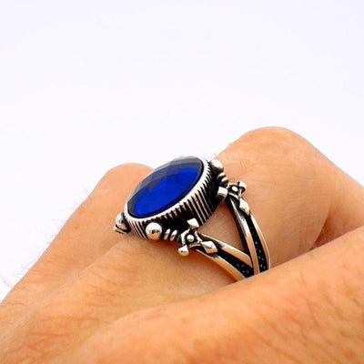 Sultan’s Sapphire Silver Ring For Men's Sultan’s Sapphire Silver Ring For Men's zamzaria 