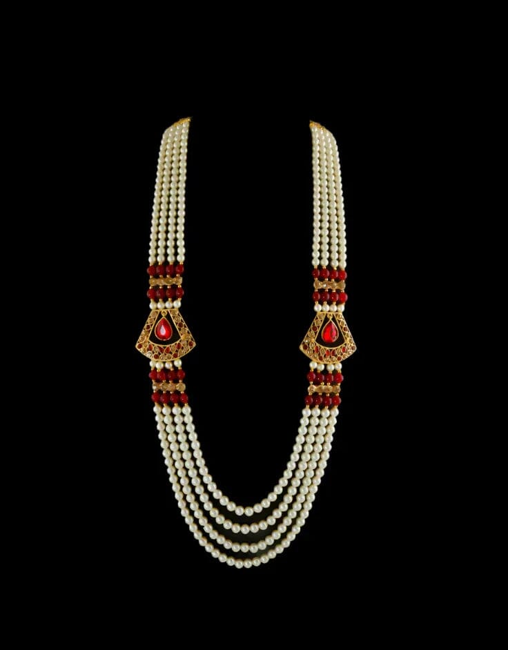Wedding white & red moti mala necklace Wedding white & red moti mala necklace zamzaria 