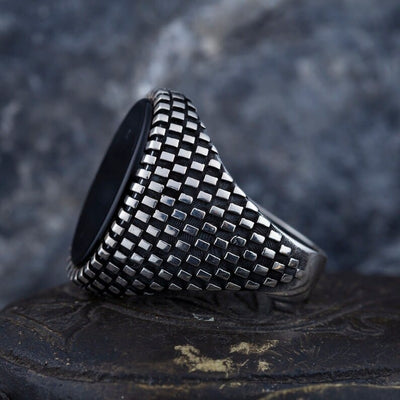 Patterned Silver Ring For Men's Patterned Silver Ring For Men's zamzaria 