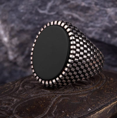 Patterned Silver Ring For Men's Patterned Silver Ring For Men's zamzaria 