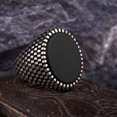Patterned Silver Ring For Men's Patterned Silver Ring For Men's zamzaria 
