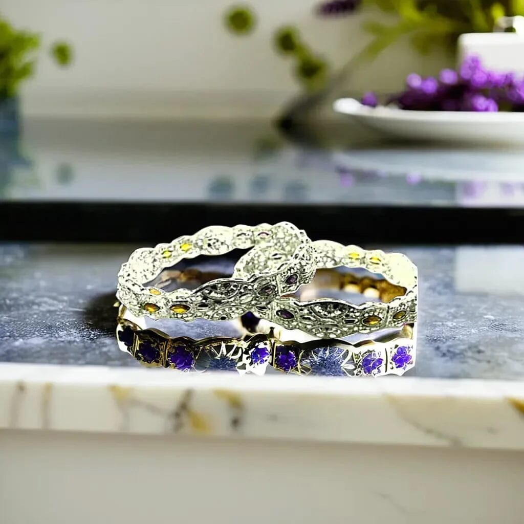 Natural Gemstone Silver Bangle For women Natural Gemstone Silver Bangle for women My Store 