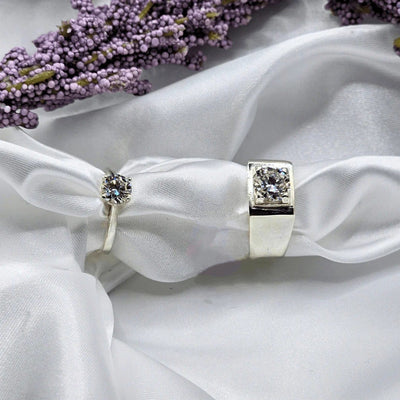 Silver Couple Rings with Moissanite Diamonds Silver Couple Rings with Moissanite Diamonds zamzaria 