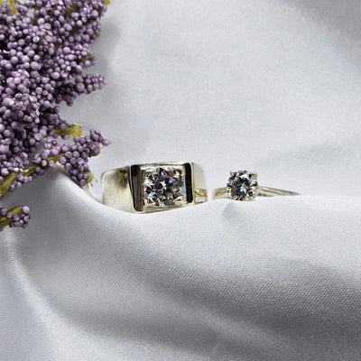 Silver Couple Rings with Moissanite Diamonds Silver Couple Rings with Moissanite Diamonds zamzaria 