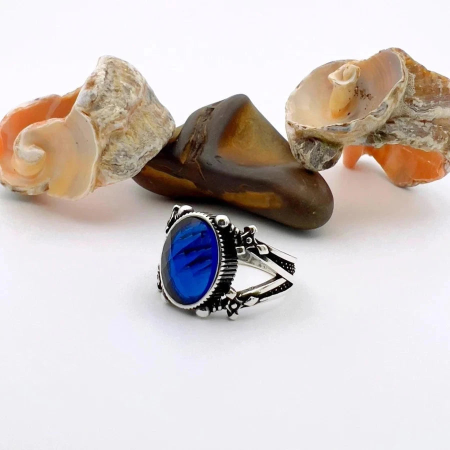 Sultan’s Sapphire Silver Ring For Men's Sultan’s Sapphire Silver Ring For Men's zamzaria 