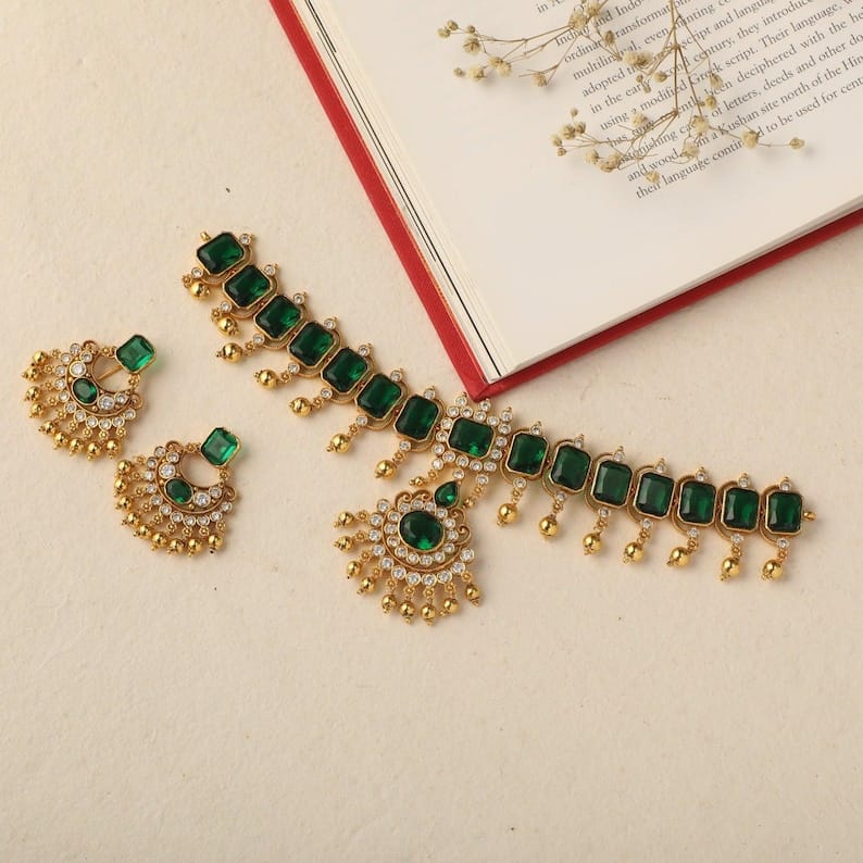 Luxury Emerald Green Bridal Necklace Set