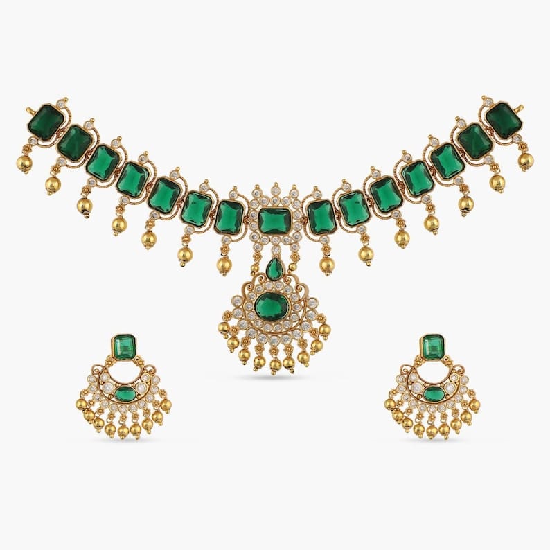 Luxury Emerald Green Bridal Necklace Set