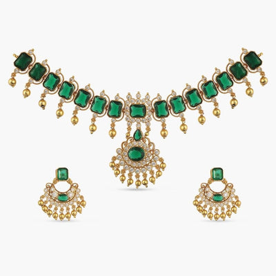 Luxury Emerald Green Bridal Necklace Set
