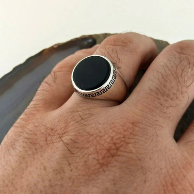 Silver Ring for Men with Black Aqeeq Silver Ring for Men with Black Aqeeq My Store 