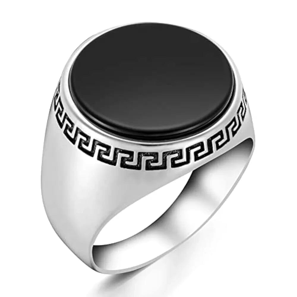 Silver Ring for Men with Black Aqeeq Silver Ring for Men with Black Aqeeq My Store 