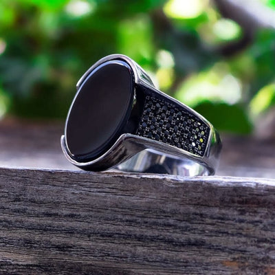 Turkish Silver Ring With Oval Stone For Men's Turkish Silver Ring With Oval Stone For Men's zamzaria 